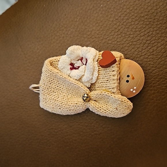 Vintage Country Cottagecore Crochet Angel Wood Christmas Tree Ornaments - Picture 3 of 8